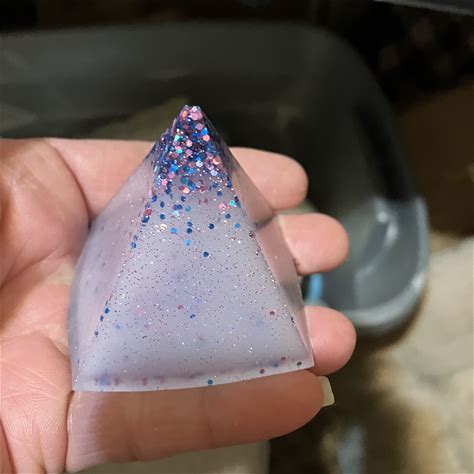 Handmade Accents | Glittery Pyramid Home Accent Decor | Color: Blue/Pink | Size: Os