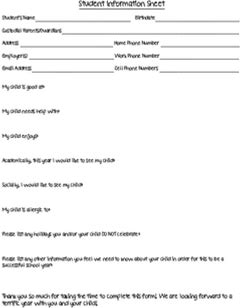 Student Information Sheet/Form