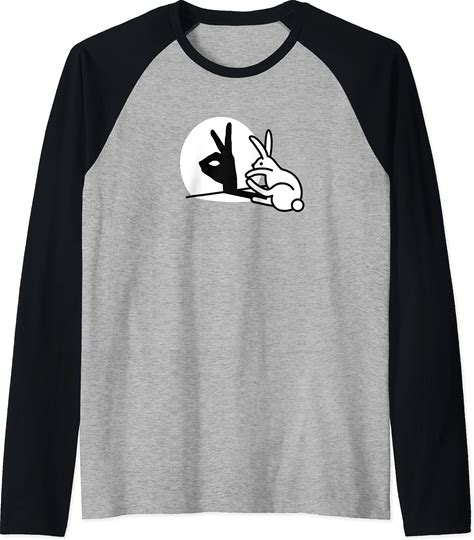 Funny Rabbit Hand Shadow Puppets Bunny Figure Pop Art Raglan Baseball Tee