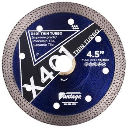 Diamond Vantage X401 Turbo For Porcelain Tile, Ceramic Tile, Porcelain Pavers. Diamond Vantage. Diamond Blades. 848658020830.