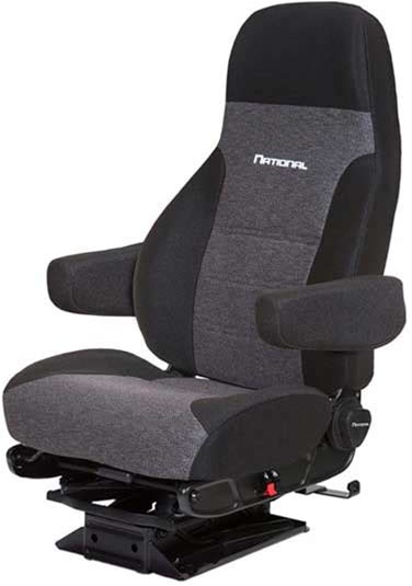 National Semi-Truck Seat - Captain Lo Low Base High Back Air With Armrests - Black & Charcoal Gray Mordura Cloth | NATIONAL SEATING