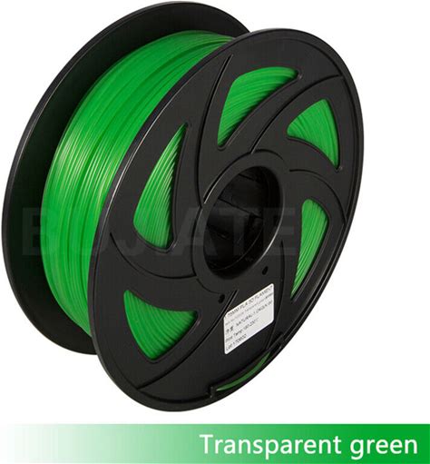 3D Printer Print Pens Consumable Filament 1.75mm PLA 1KG/Roll Multicoloured. Transparent Green. 3D Printer Consumables.