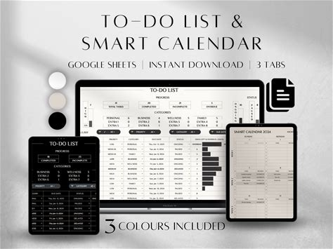 Google Sheets Smart Calendar | Digital Monthly Calendar Spreadsheet Template | Task Productivity Google Sheets Planner | Checklist Template