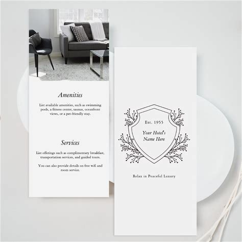 Classic Crest Black And White Custom Hotel Brochure