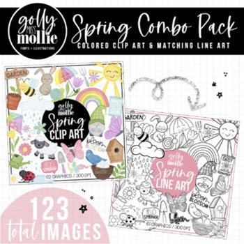 Spring Clip Art Combo Pack (CLIP ART & LINE ART)