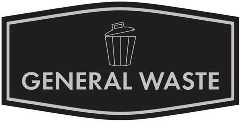 Fancy General Waste Sign (Black/Silver) - Large