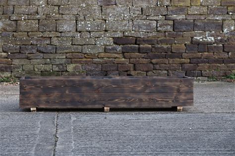 Rectangular Burnt Charred Style High Durable Decking Planter / Garden Wooden Planter Pot On Feet