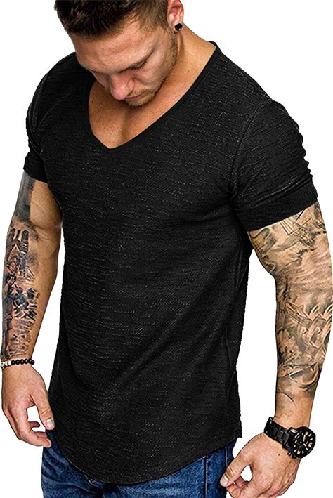 COOFANDY Mens 2 Pack Muscle V Neck T Shirt Fitted Gym Workout Short Sleeve Bodybuilding Tee