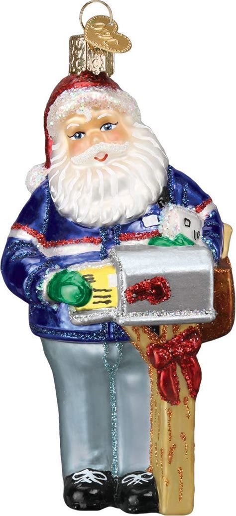 Old World Christmas Postman Santa Glass Blown Ornament For Christmas Tree, Handcrafted Holiday Decoration, Santa Collection