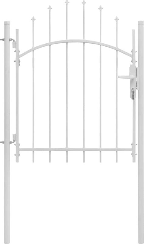 ZQQLVOO Gates Garden Gate Outdoor Gate Metal Gate Fencing Garden Gate Steel 39.4"X68.9" White For Residential, Outdoor Yard Patio Entry Way