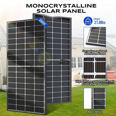 200W Bifacial Solar Panel, 12V Monocrystalline PV Module For High Efficiency Power Generation, Ideal For Rvs, Awnings, Canopies, Farms, Homes, And