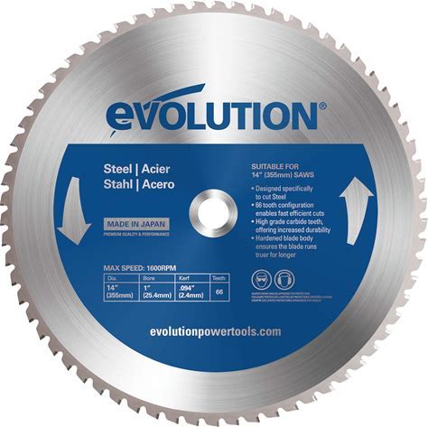 Evolution Power Tools 14BLADEST Blade For Cutting Mild Steel, For Circular And Chop Saws, No Heat, No Burrs & Virtually No Sparks, Carbide-Tipped TCT