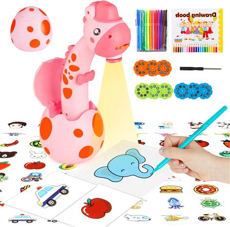 Drawing Projector For Kids, Trace And Draw Projector Toy For Toddler Girls & Boys, Learning Art Children Drawing Projection With 72 Stencils And 12