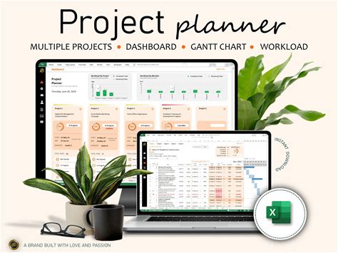 Project Planner, Project Tracker, Project Management Template, Gantt Chart, Project Manager, Task Tracker, Excel Spreadsheet, Excel Template