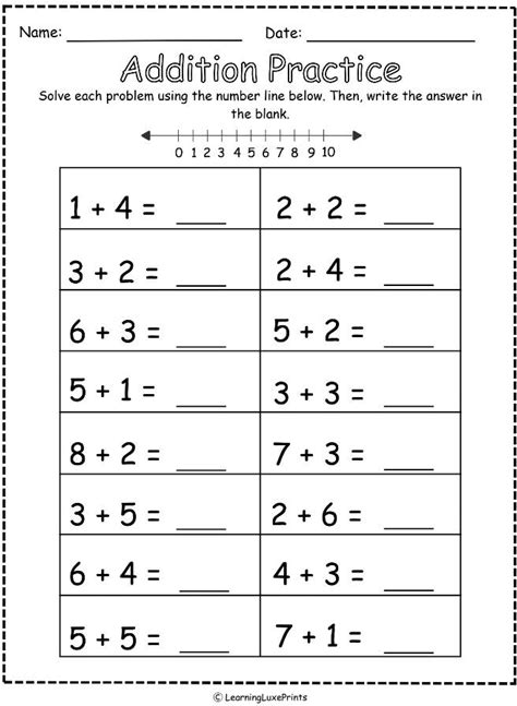 Addition & Subtraction Worksheets: Math Practice, Number Line, Picture Counting (PDF)