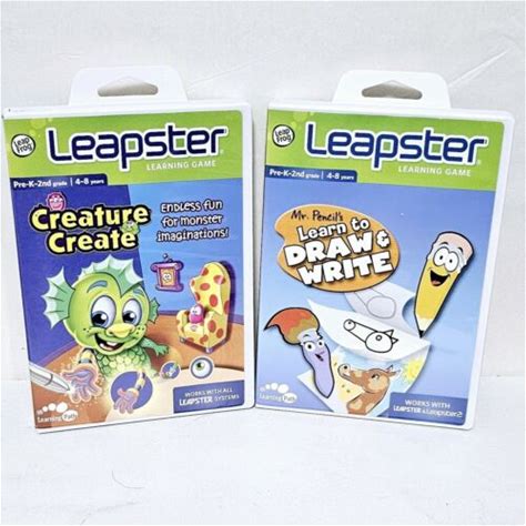 Leap Frog Learning Games Lot Of 2 ( Pre-K-2Nd )4-8 Yrs For Leapster