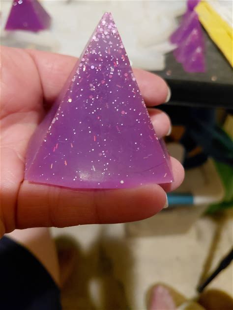 Handmade Accents | Purple Glitter Pyramid Home Accent | Color: Pink/Purple | Size: Os
