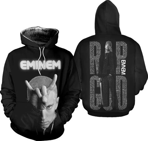 Eminem Rap God Limited Edition 3D Hoodie - Black & White Unisex Sweatshirt For Fans Of Hip Hop And Music Culture