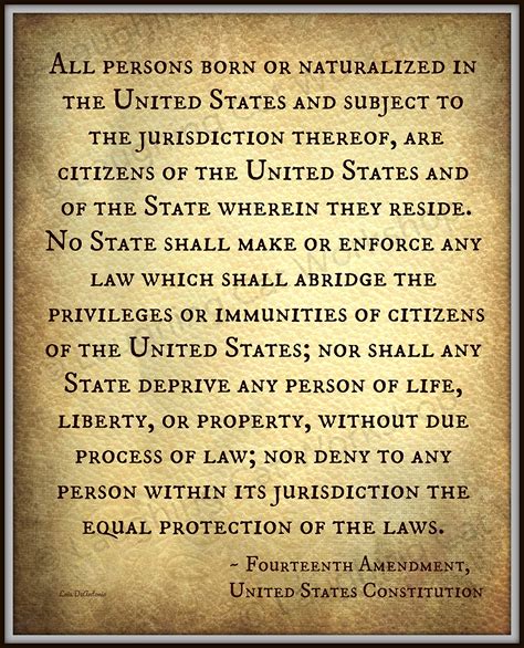 Fourteenth 14th Amendment United States Constitution American USA Lawyer Attorney Art Print Life Liberty Property Equality History Poster Back To Law