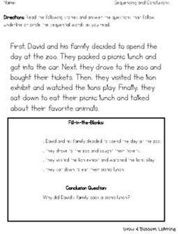 Sequencing And Drawing Conclusions Practice Worksheets