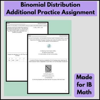 Binomial Distributions | IB Math Additional Practice Worksheet