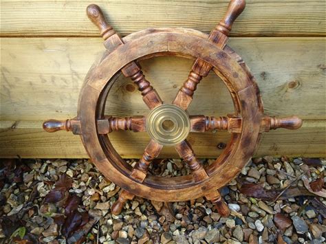 Ships Wheel Solid Style 18 Across Wooden & Brass Maritime Pirate Very Nice Gift"