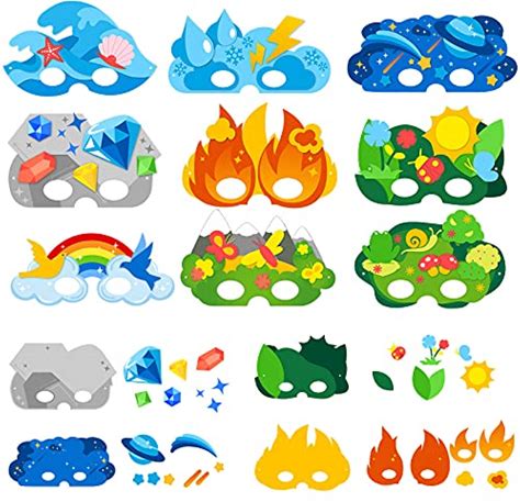 Make A Mask Kit Crafts For Kids Creative Carnival Masquerade Mask DIY 9 Styles With Elastic Bands Paper Masks Decorate Arts Crafts Activities For Birthday Fun Drawings Travel Toys Party Favors
