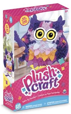 Orb Plushcraft DIY Purple Owl Pillow Crafting Kit - Mess Free Fabric By Number System And No Sewing Required - Perfect Arts And Crafts Project And Gif