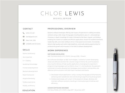 Tech Resume & Developer Resume CV Template - ATS Optimized, For Software Engineers, Computer Science Professionals, IT Project Managers