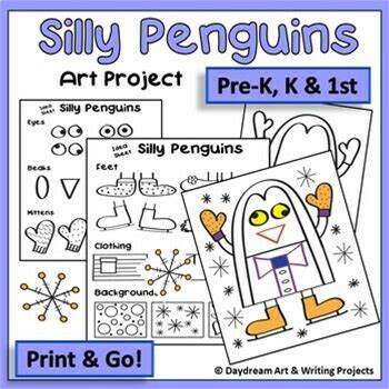 Penguin Drawing Art Project | Penguin Choice Drawing | Art Sub Plan Pre-K - 1st