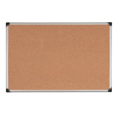 Mastervision Bulletin Board: Cork, Wall Mounted, 48 in Overall Ht, 48 in Overall Wd, Natural, Silver Model: CA381170