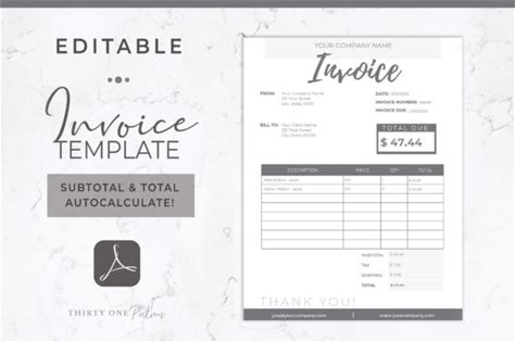 Invoice Template | Editable PDF
