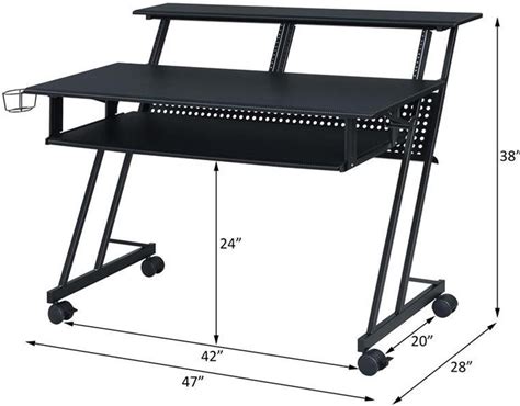 Pemberly Row Contemporary Wood Music Recording Studio Desk In Black