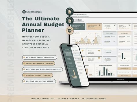 Ultimate Annual Budget Spreadsheet 2026 Personal Finance Monthly Weekly Excel Budget Tracker Debt Calculator Financial Planner Google Sheets