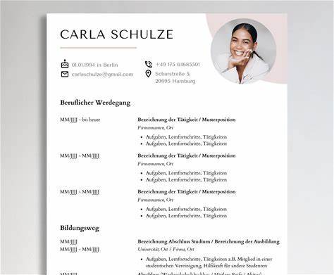 Application Template Word Modern Simple German With Cover Letter, Cover Sheet And Tabular CV With E-Book Canva Immediately Download CV