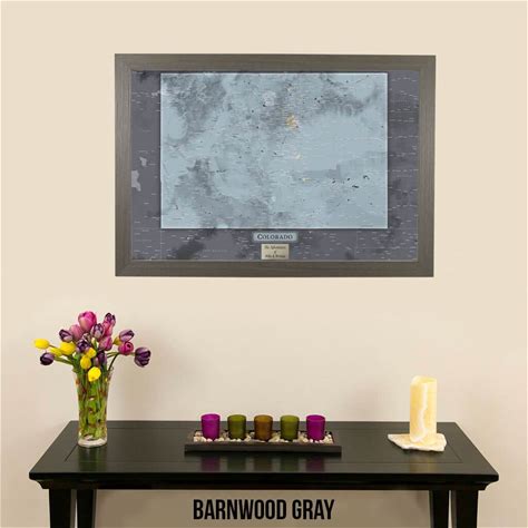 Gray Colorado Travel Map | Push Pin Travel Maps Barnwood Gray (+$10) / No, Do Not Include Personalization