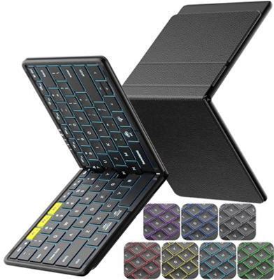 Samsers Full-Size Foldable Bluetooth Keyboard, KF08X Wireless Folding Keyboard With Backlight, Portable Travel Keyboards For iPhone iPad Smartphone Ta