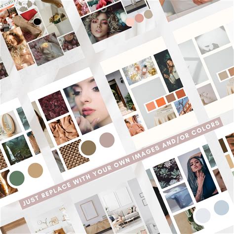 Mood Board Template. 10 Editable Mood Boards Fully Customizable To Suit Your Branding Or Personal Projects. Minimal Aesthetic. Easy To Edit.