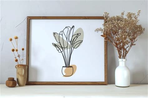 Cute Plant One Line Art Drawing Vector