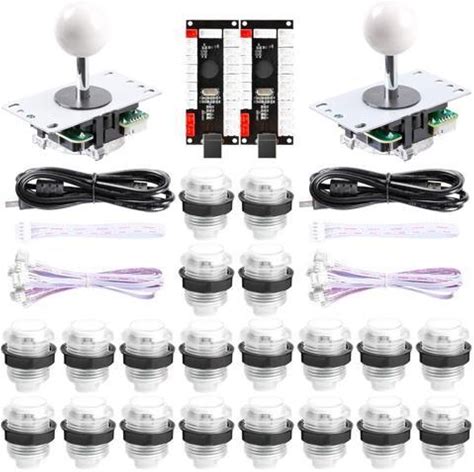 New Updated 2-Player LED DIY Arcade Kit 2X Zero Delay USB Encoder + 2X Joystick + 20X LED Arcade Buttons For PC, Windows, MAME, Raspberry Pi Arcade...
