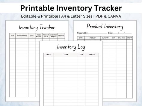 Printable Inventory Tracker Small Business, Editable Inventory Management, Product Inventory Log, Inventory Sheet, Inventory Organizer PDF