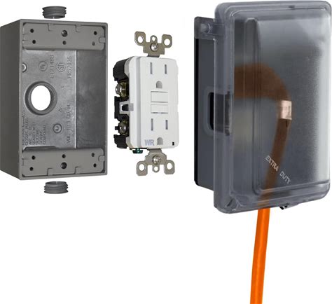 SIGMA ENGINEERED SOLUTIONS 16801 Non-Metallic Weatherproof Outdoor Electrical Outlet Kit W/ Extra Duty Cover, Box And 15 Amp GFCI Receptacle, IN-USE,
