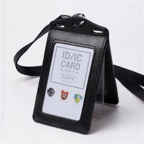 Leather Work ID Card Set Employee Card Holder Badge Case Worker Bus Student Access Control Name Tag