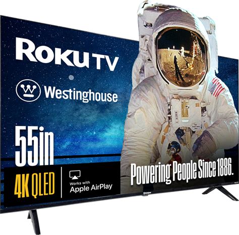 Westinghouse Roku TV - 55 Inch Smart TV, 4K UHD QLED Television W/HDR 10+, Dolby Vision, Wi-Fi & Mobile App Connectivity, Flat Screen Compatible W/