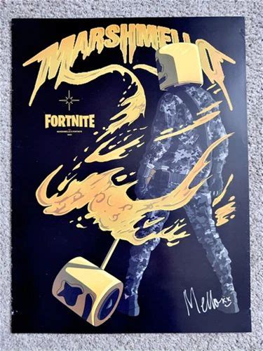 Fortnite X Marshmello SIGNED Poster LIMITED EDITION X/500 AUTOGRAPHED Rare 18X24