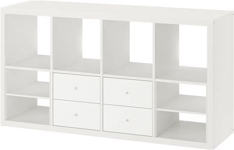 IKEA - KALLAX Shelving Unit, With 4 Drawers/With 2 Shelf Inserts White, 57 5/8X30 1/8 "