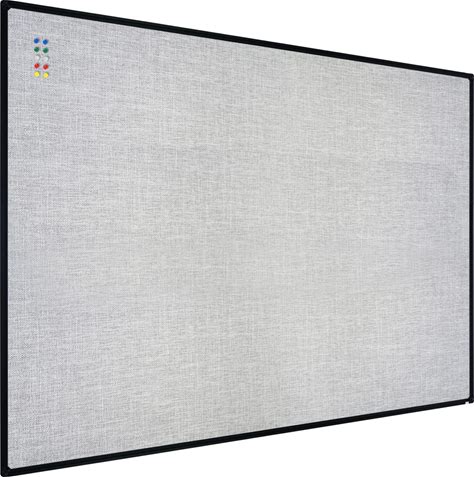 Jiloffice Cork Linen Bulletin Board 48 X 36 Inch (Grey), Black Aluminum Frame Wall Mounted Board Memo Pin Board For Office Home And School
