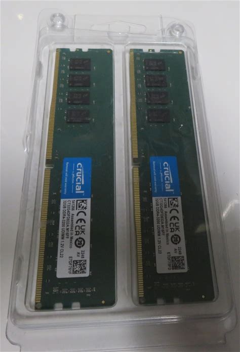 Crucial 64GB 2 X 32GB DDR4-3200 PC4-25600 CL22 Dual Channel Desktop Memory. Crucial. Memory RAM . 0649528822482.