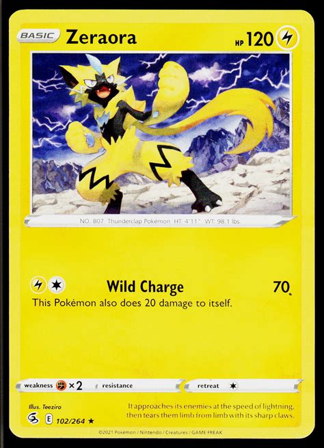 Zeraora Swsh08: Fusion Strike 102/264 Rare. The Pokémon Company. CCG Individual Cards.