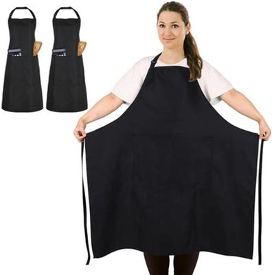 2 Pcs Plus Size Chef Apron, Black Apron, Unisex Aprons With 2 Pockets